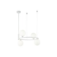 H&auml;ngeleuchte Metall Glas B: 39 cm H: max. 184 cm Wei&szlig;