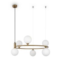 Pendelleuchte Metall Glas G9 58 cm breit H: max. 178 cm