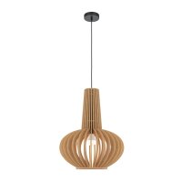 Hängelampe Metall Holz D: 35 cm rund H: max. 340,5 cm