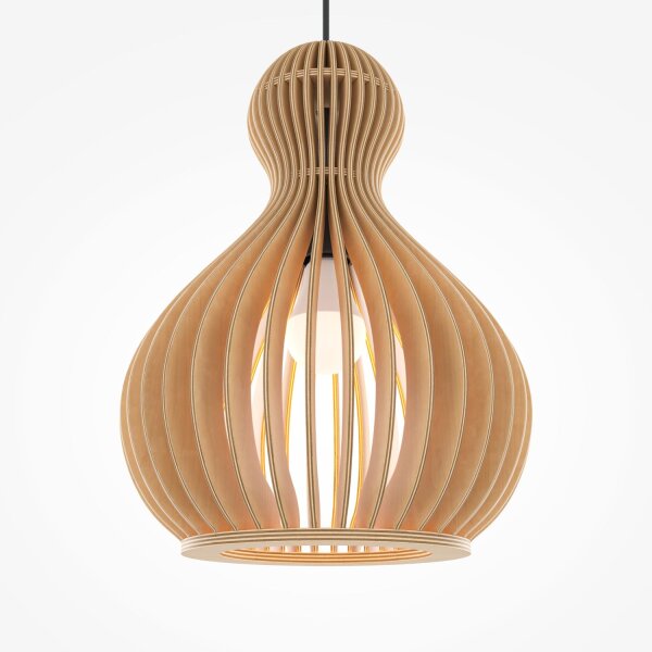 Hängelampe Metall Holz Ø 30 cm rund H: max. 342,5 cm