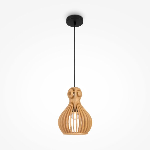 Pendelleuchte Metall Holz Ø 20 cm rund H: max. 329,5 cm