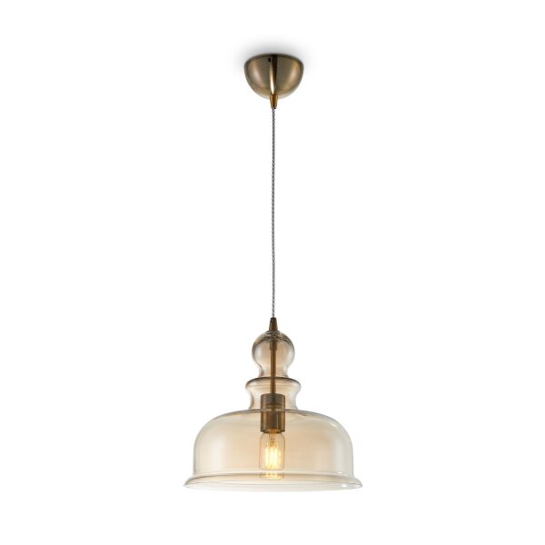 Hängeleuchte Metall Rauchglas E27 D: 29,7 cm rund MOIRA