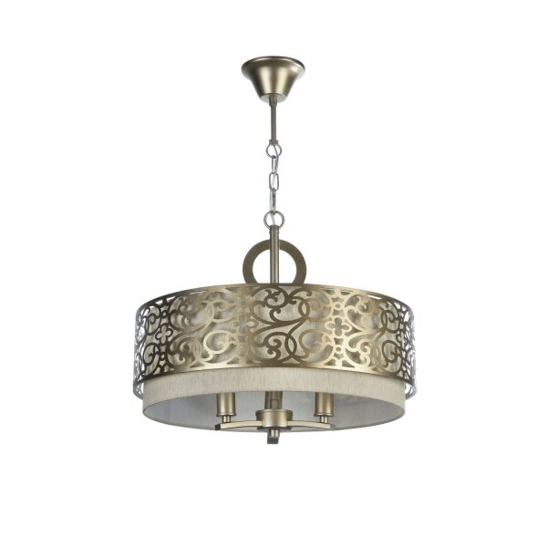 Hängelampe Stoff Metall E14 rund D: 46,4 cm 3-flammig