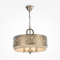 Hängelampe Stoff Metall E14 rund D: 46,4 cm 3-flammig