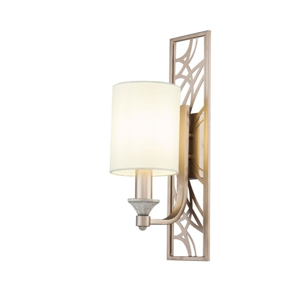 Wandlampe Metall Stoff H: 42 cm in Cremegold Weiß E14