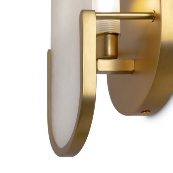 Wandleuchte Metall E14 H: 30,5 cm in Gold Weiß (Stein)