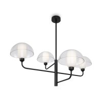 Kronleuchter Metall Glas E14 90,6 cm breit Schwarz...