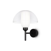 Wandlampe Metall Glas 24,4 cm hoch Schwarz Weiß E14