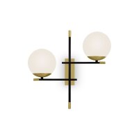 Wandlampe Metall Glas 44 cm breit in Gold Weiß Schwarz