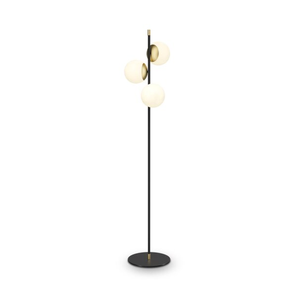 Stehlampe Metall Glas 150 cm hoch in Gold Weiß Schwarz