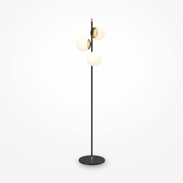Stehlampe Metall Glas 150 cm hoch in Gold Weiß Schwarz