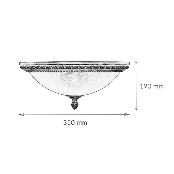 Deckenlampe Metall Glas E27 rund D: 35 cm 3-flammig