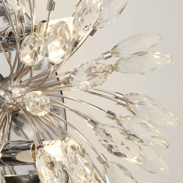Wandlampe Kristall Metall H: 47 cm in Chrom Klar 4x G9