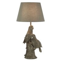 Tischlampe Grau Silber H: 51 cm Resin Stoff Papageien E27