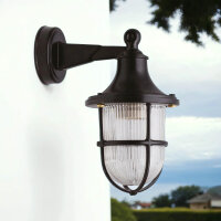 Außenleuchte Wand Messing Glas E27 IP64 27 cm hoch...