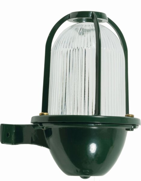 Wandlampe außen Glas Messing E27 IP64 22 cm hoch Grün