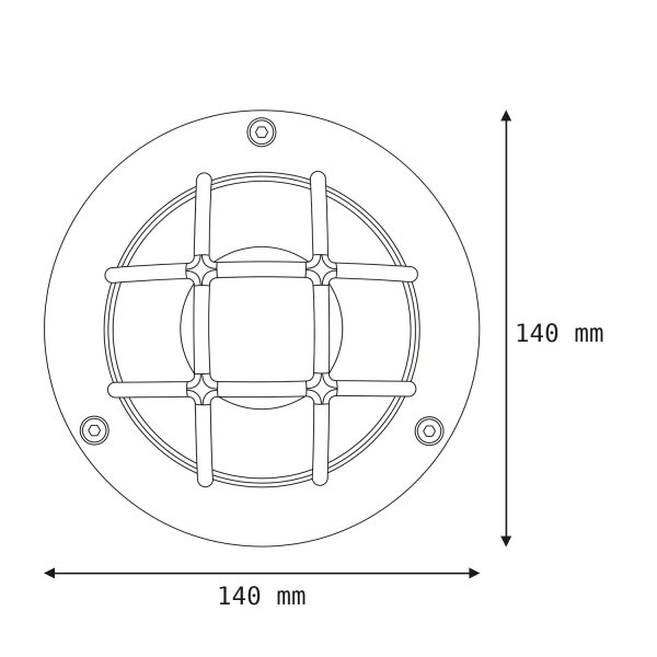 Wandlampe außen Grau Echt-Messing rund D: 14 cm IP64