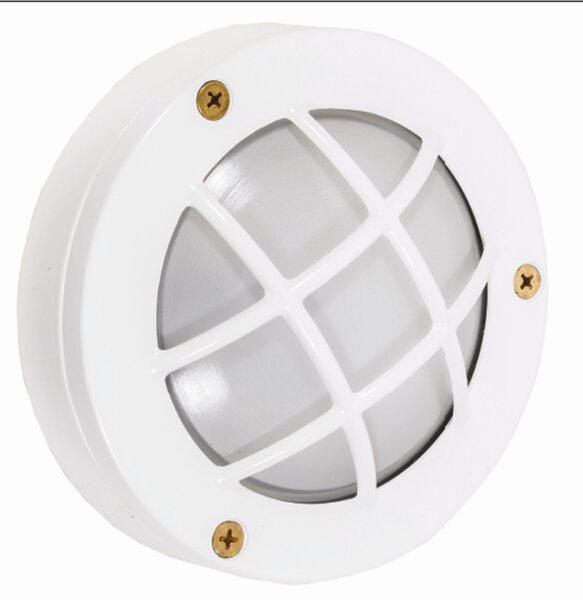 Außenwandleuchte Weiß Messing massiv D: 14 cm rund IP64