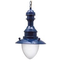 Pendelleuchte au&szlig;en Glas Messing massiv E27 IP43 Blau