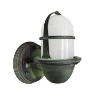 Außenwandlampe klein Echt-Messing Glas E27 IP64 H:...