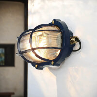 Wandlampe außen Keller Glas Echt-Messing E27 IP64...