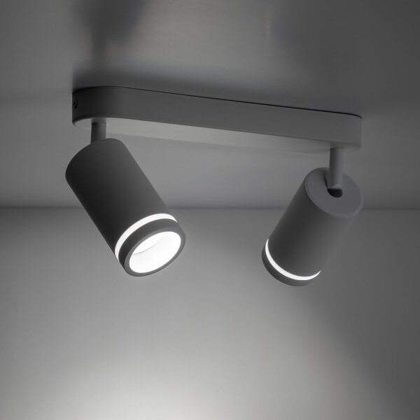 Deckenlampe Weiß Metall 43,5cm verstellbar 2-flammig GU10