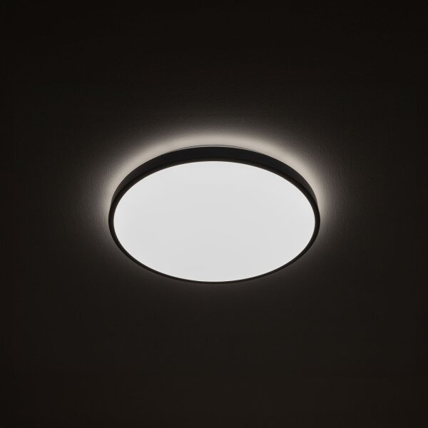 Runde LED Deckenlampe blendarm Ø38,5 cm 3000 K Schwarz