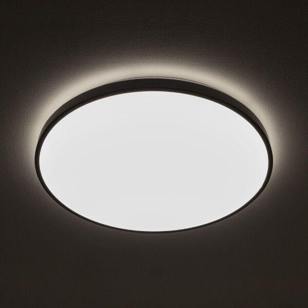 Schwarze LED Deckenlampe blendarm Ø49 cm 32 W 2100 lm