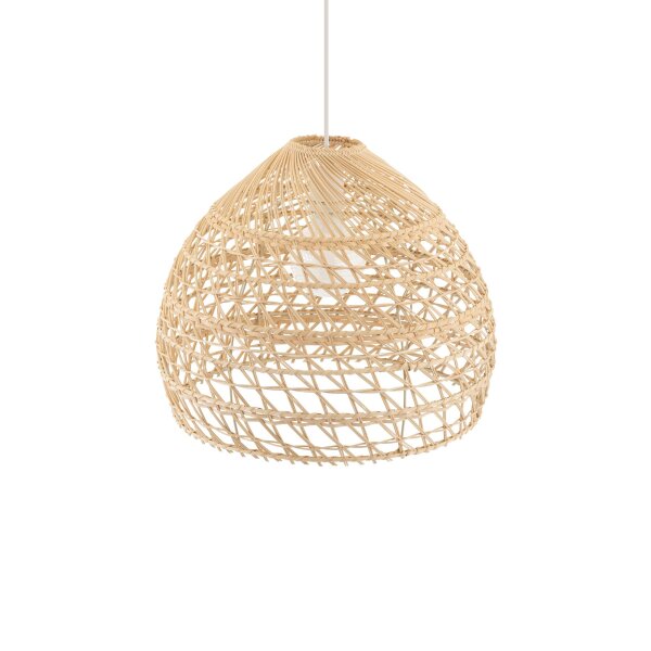 Runde Hängelampe Rattan Naturholz E27 Ø43 cm wohnlich