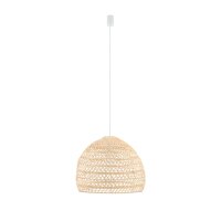 Runde Hängelampe Rattan Naturholz E27 Ø43 cm...