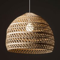 Runde Pendelleuchte Rattan Naturholz E27 Ø60 cm...