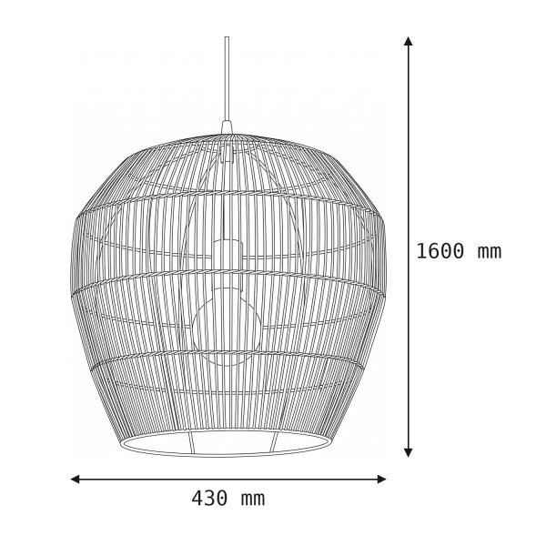 Hängelampe Bambus Natur E27 L:43 cm höhenverstellbar