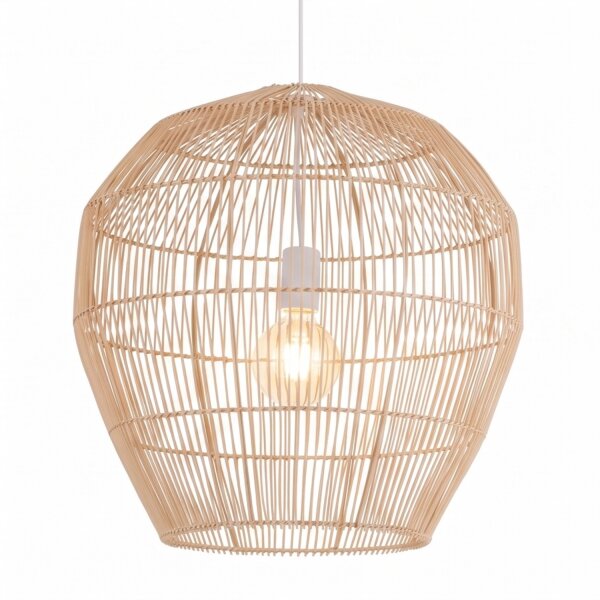 Pendelleuchte E27 Bambus Natur B:50 cm höhenverstellbar