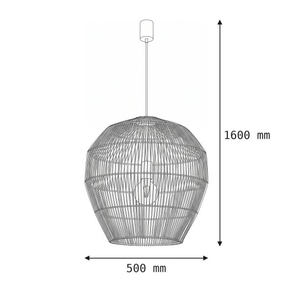 Pendelleuchte E27 Bambus Natur B:50 cm höhenverstellbar