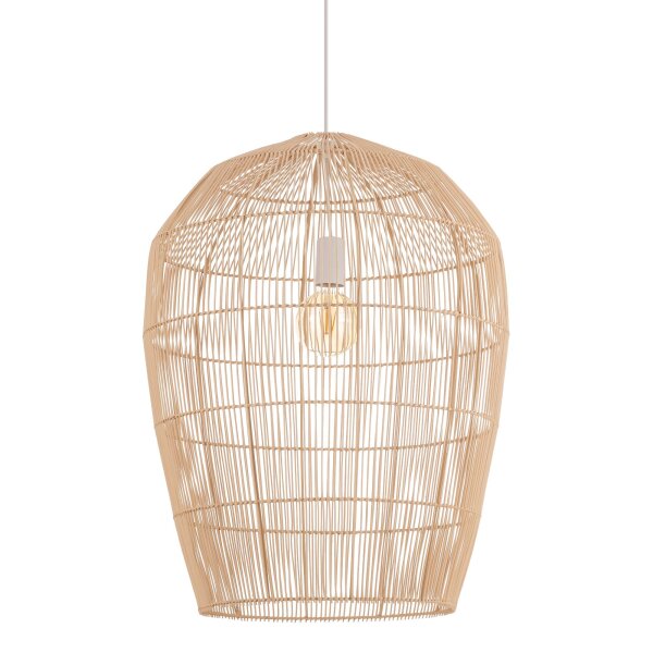 Pendelleuchte E27 Bambus Naturholz Ø53,5 cm verstellbar
