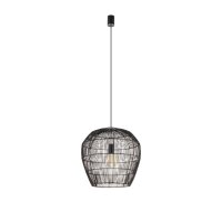 H&auml;ngelampe E27 Bambus Schwarz &Oslash;43 cm verstellbar