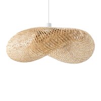 Höhenverstellbare Pendelleuchte Bambus Holz E27 L:80 cm