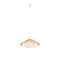 H&auml;ngelampe Modern Papierseil Natur Wei&szlig; E27 rund &Oslash;50 cm