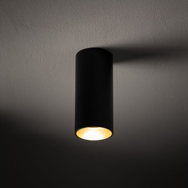 Deckenspot Stahl Schwarz Gold GU10 5,5 cm rund Zylinder