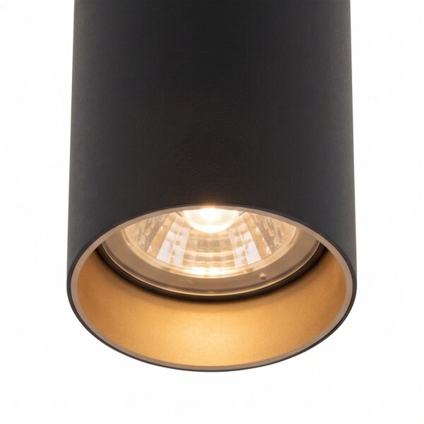 Deckenspot Stahl Schwarz Gold GU10 5,5 cm rund Zylinder