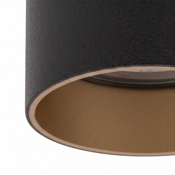 Deckenspot Stahl Schwarz Gold GU10 5,5 cm rund Zylinder