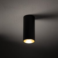 Deckenspot Stahl Schwarz Gold GU10 5,5 cm rund Zylinder