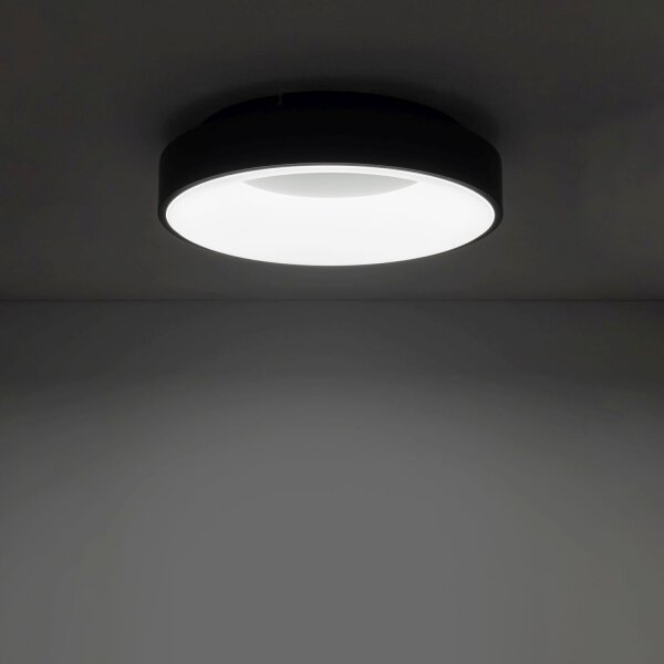 Runde LED Deckenlampe Schwarz Ø38 cm wohnlich blendarm
