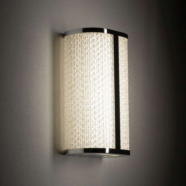 LED Wandlampe Metall Glas in Chrom IP44 H:30 cm 4000 K