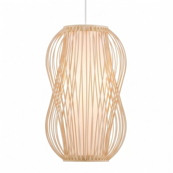 Dekorative Pendelleuchte Bambus E27 Ø21 cm in Naturholz