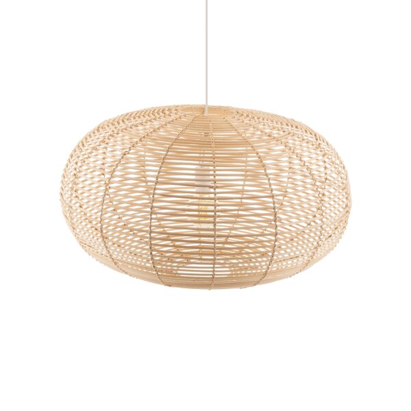 Runde Hängelampe Rattan Natur wohnlich E27 Ø79 cm groß