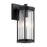 Außenlampe Wand IP44 H: 29 cm Glas Aluminium Schwarz