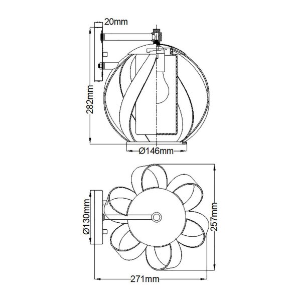 Außenwandlampe Metall Glas E27 IP44 H: 28,2 cm dekorativ