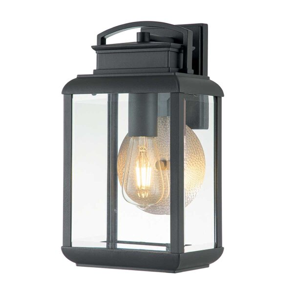 Außenwandlampe Aluminium Glas H: 36,8 cm IP44 E27 Grau