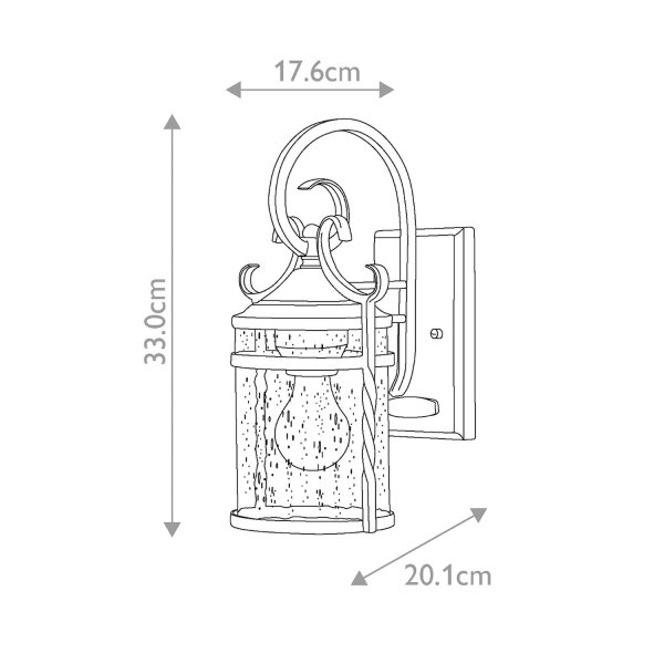 Außenlampe Vintage Aluminium Glas E27 IP44 33 cm hoch